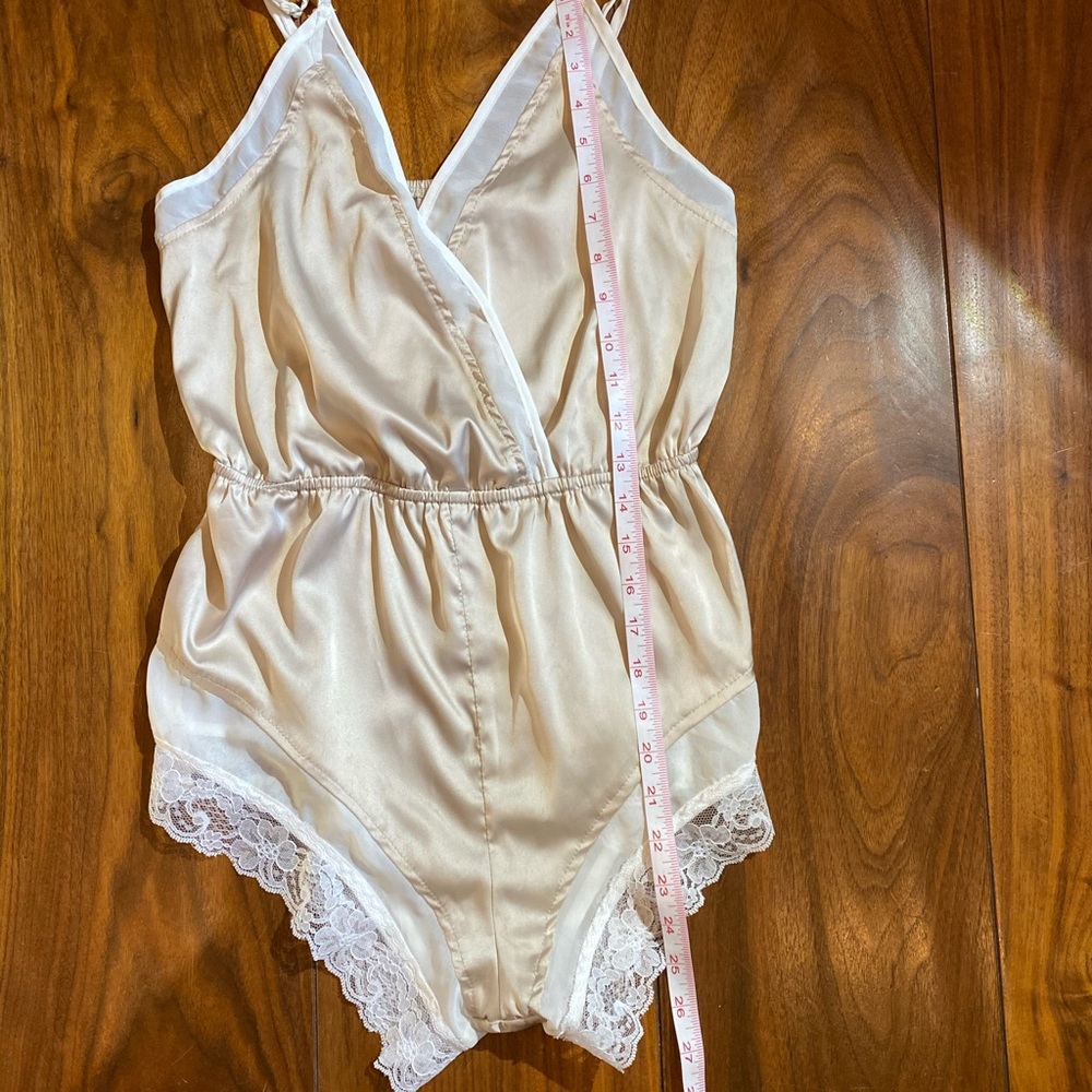 Nasty Gal Tan White Silk Romper